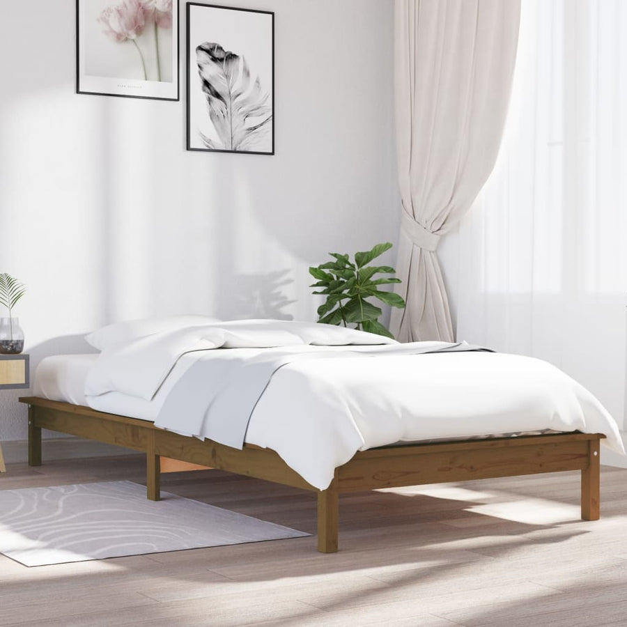 Bedframe Massief Grenenhout 90 x 200 cm Honingbruin