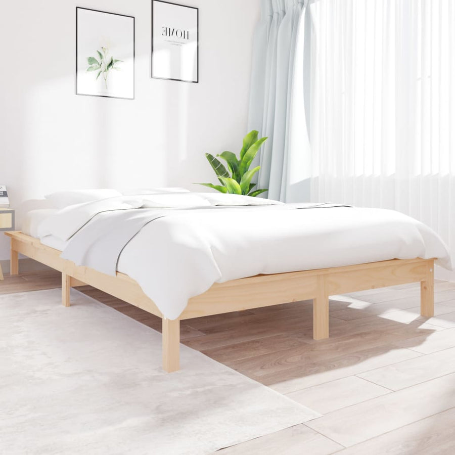 Bedframe massief grenenhout 120x200 cm 120 x 200 cm Naturel