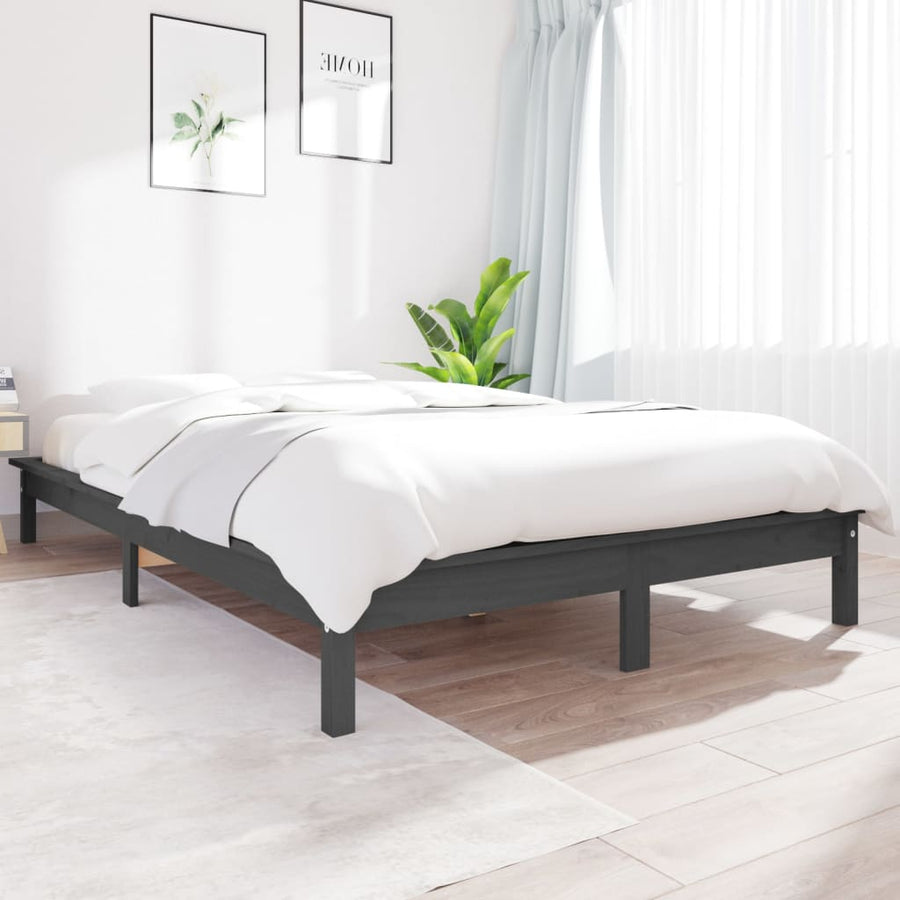 Bedframe Massief Grenenhout 120 x 200 cm Grijs