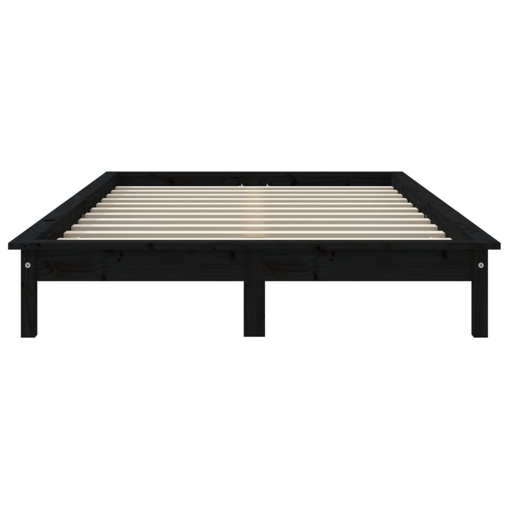 Bedframe Massief Grenenhout King Size 150 x 200 cm Zwart