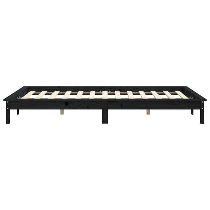 Bedframe Massief Grenenhout King Size 150 x 200 cm Zwart