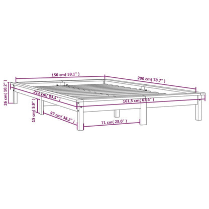 Bedframe Massief Grenenhout King Size 150 x 200 cm Zwart
