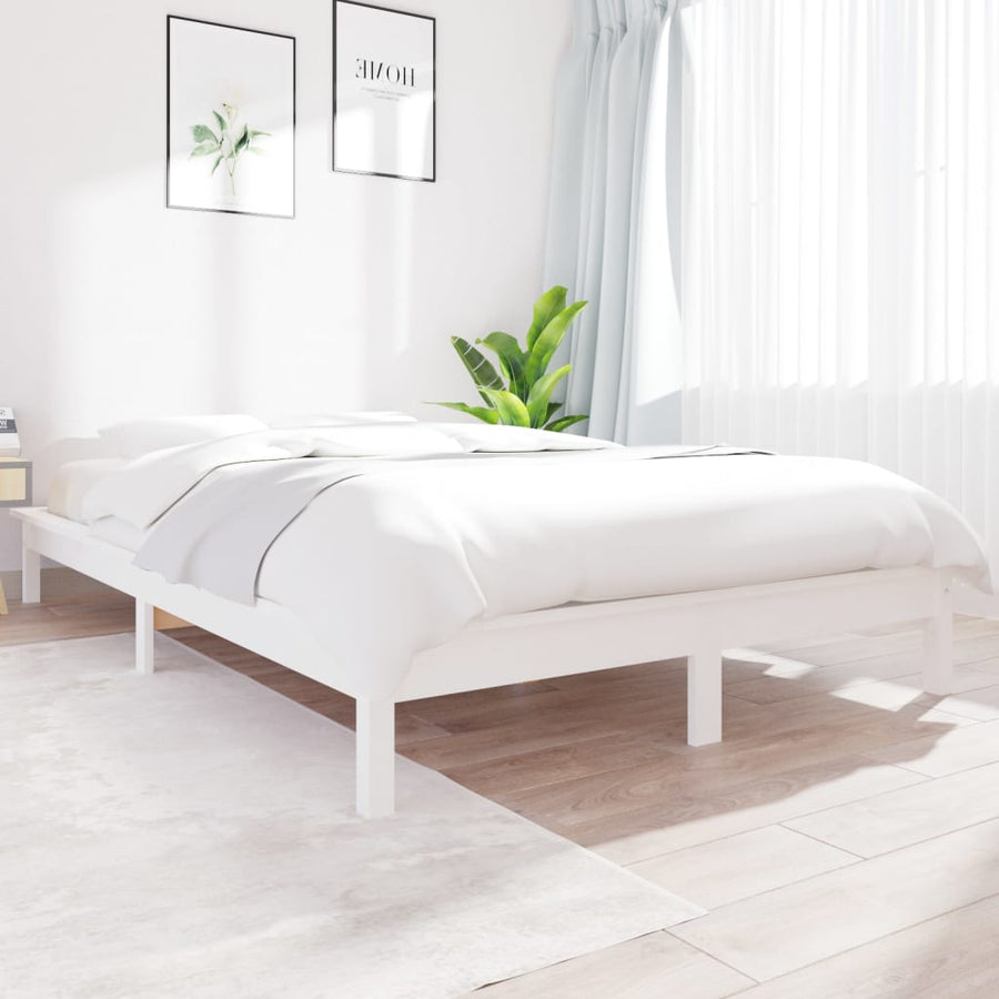Bedframe Massief Grenenhout Super King 180 x 200 cm Wit