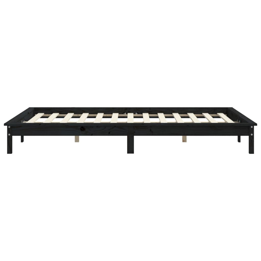Bedframe Massief Grenenhout Super King 180 x 200 cm Zwart
