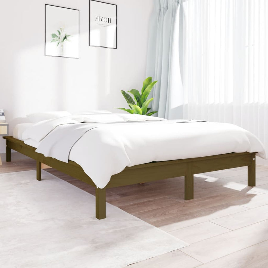Bedframe Massief Grenenhout 200 x 200 cm Honingbruin