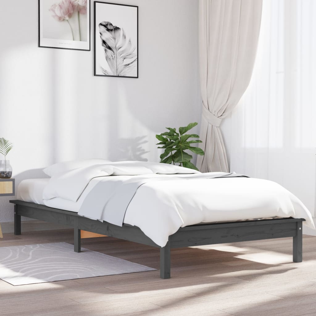 Bedframe Massief Grenenhout 3Ft Single 90 x 190 cm Grijs