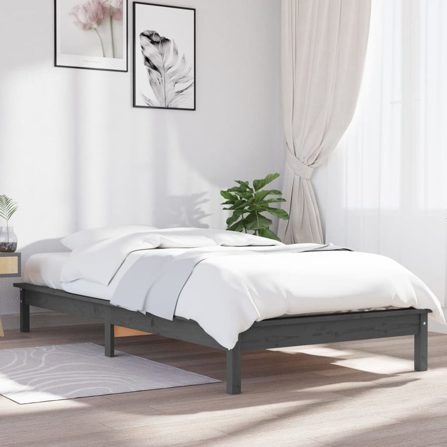 Bedframe Massief Grenenhout 3Ft Single 90 x 190 cm Grijs