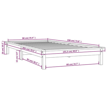 Bedframe Massief Grenenhout 3Ft Single 90 x 190 cm Honingbruin
