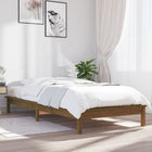 Solid honey brown pine wood bed frame 90x190 cm