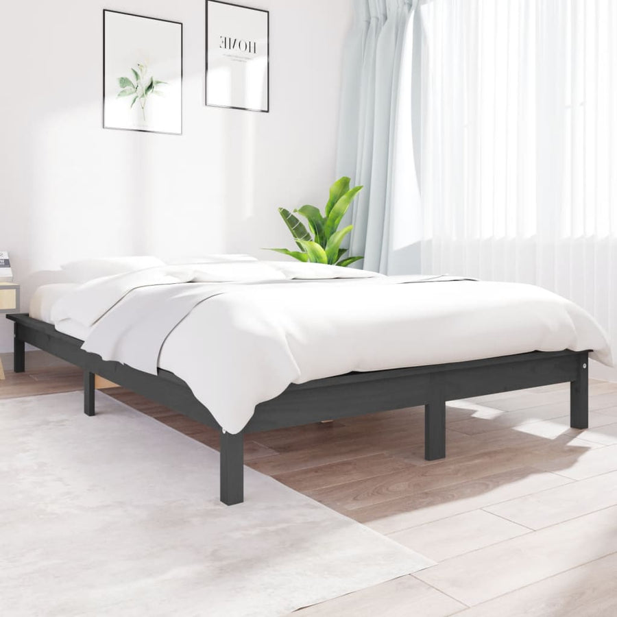 Bedframe Massief Grenenhout 4Ft Small Double 120 x 190 cm Grijs