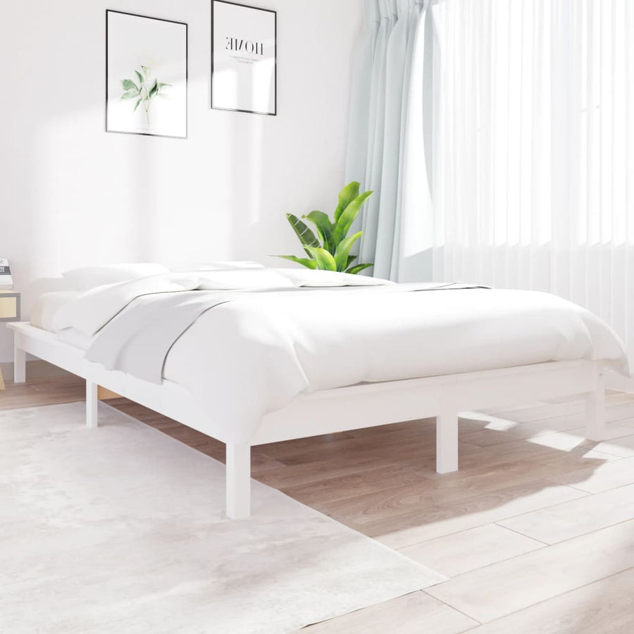 Bedframe Massief Grenenhout 140 x 190 cm Wit