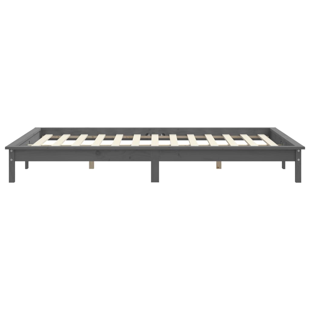 Bedframe Massief Grenenhout 140 x 190 cm Grijs