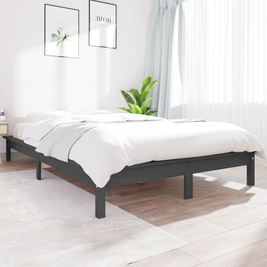 Bedframe Massief Grenenhout 140 x 190 cm Grijs