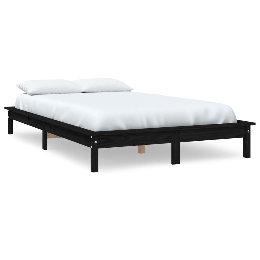 Bedframe Massief Grenenhout 140 x 190 cm Zwart