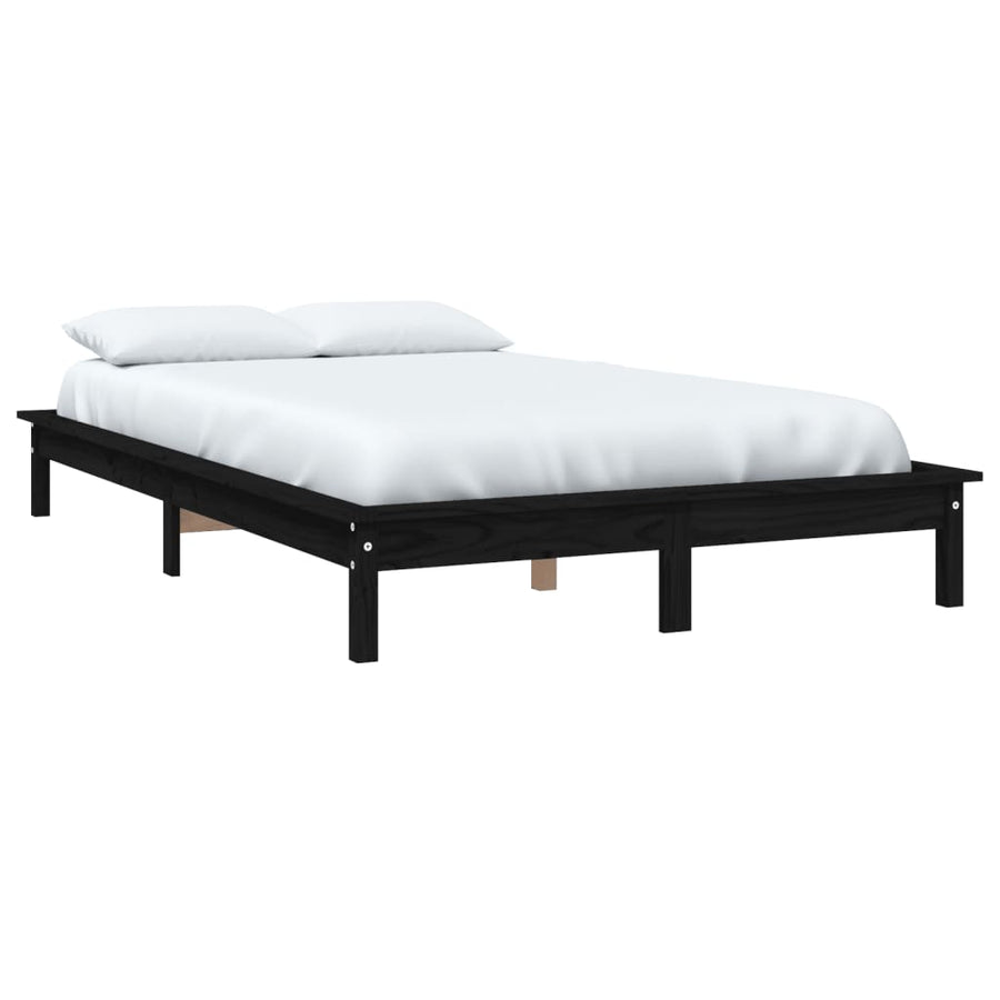 Bedframe Massief Grenenhout 140 x 190 cm Zwart