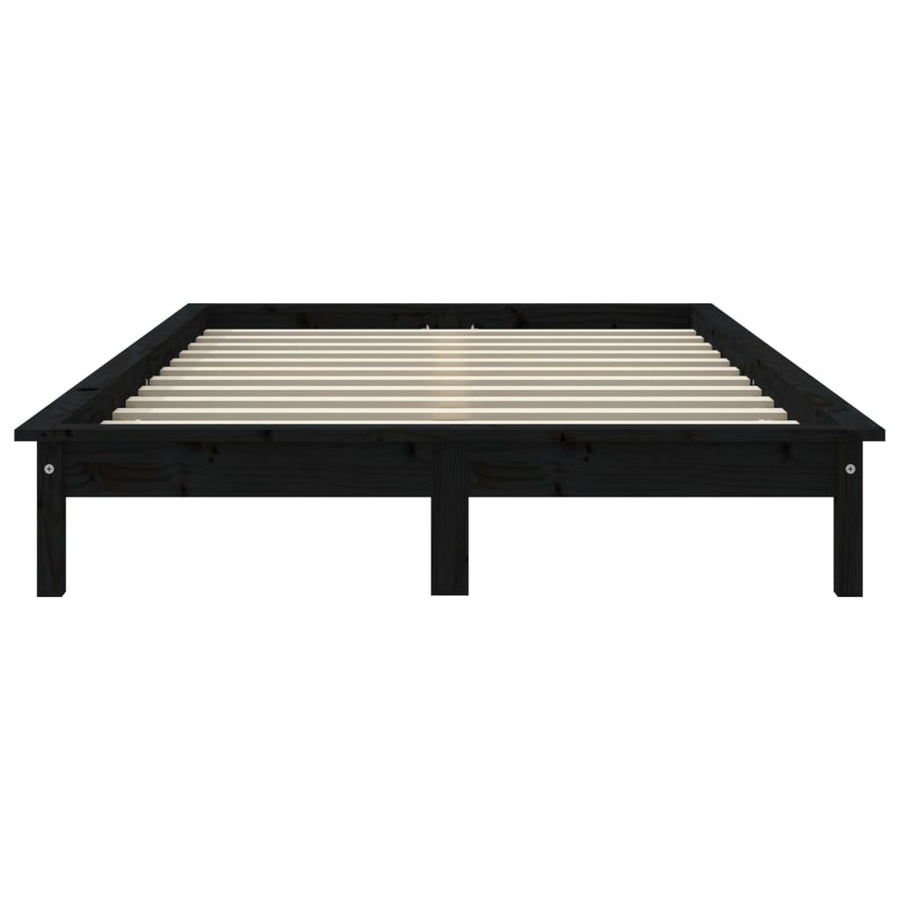 Bedframe Massief Grenenhout 140 x 190 cm Zwart