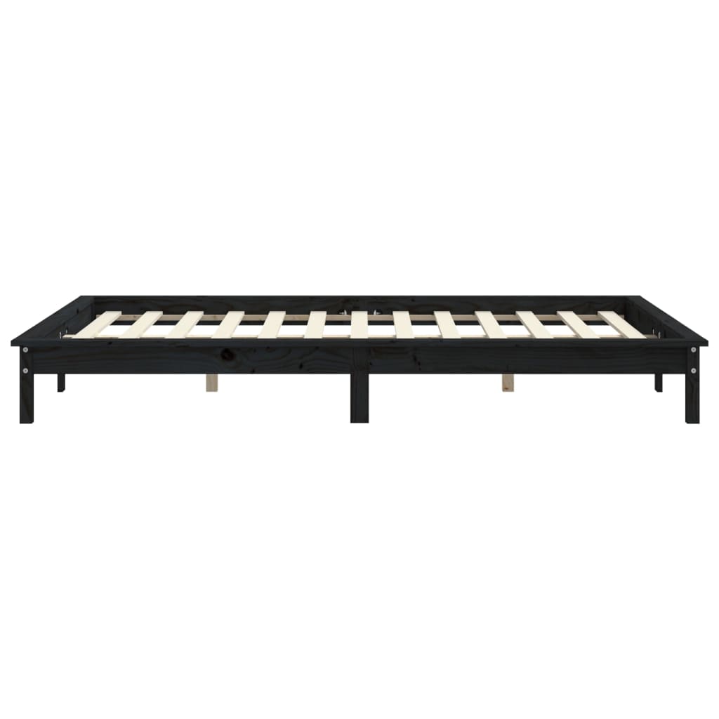 Bedframe Massief Grenenhout 140 x 190 cm Zwart