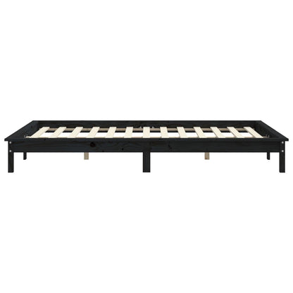 Bedframe Massief Grenenhout 140 x 190 cm Zwart