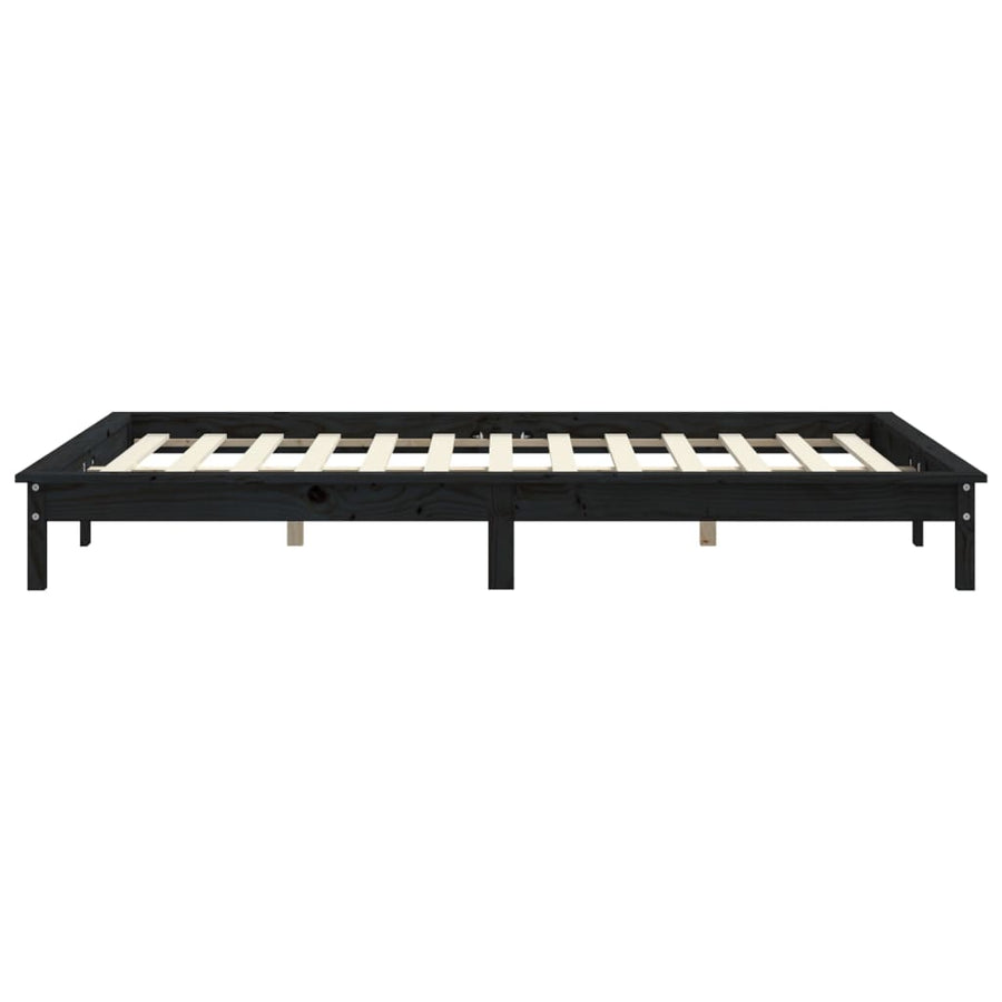 Bedframe Massief Grenenhout 140 x 190 cm Zwart
