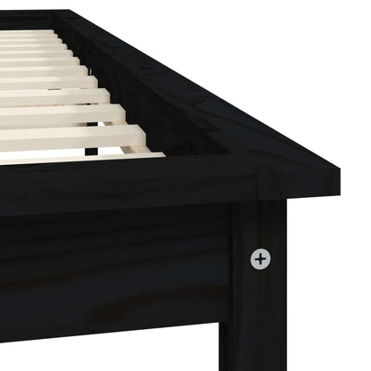 Bedframe Massief Grenenhout 140 x 190 cm Zwart