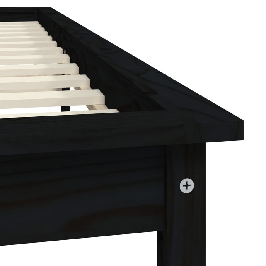 Bedframe Massief Grenenhout 140 x 190 cm Zwart