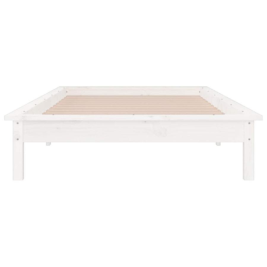 Bedframe Led Massief Hout 90X200 Cm 90 x 200 cm Wit