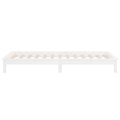 Bedframe Led Massief Hout 90X200 Cm 90 x 200 cm Wit