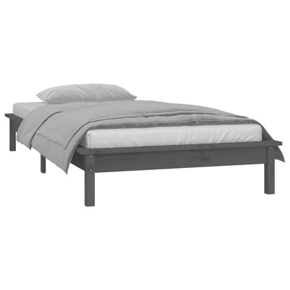 Bedframe Led Massief Hout Grijs 90X200 Cm