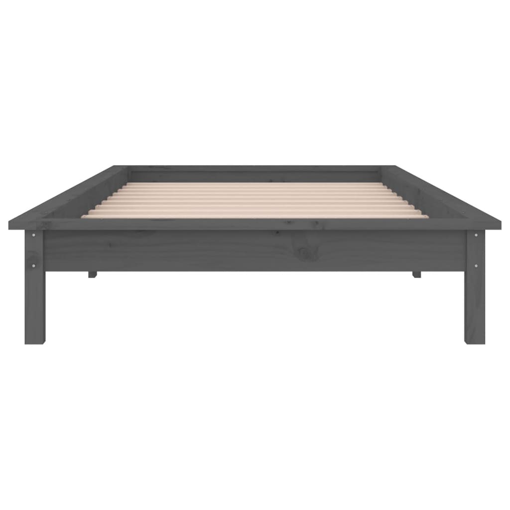 Bedframe Led Massief Hout Grijs 90X200 Cm