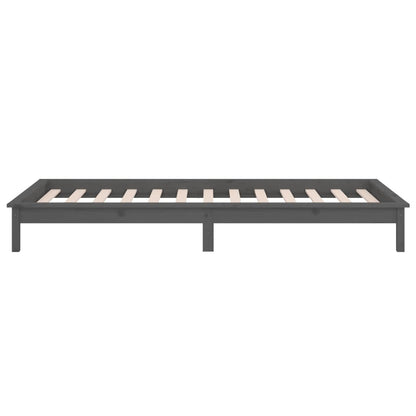 Bedframe Led Massief Hout Grijs 90X200 Cm