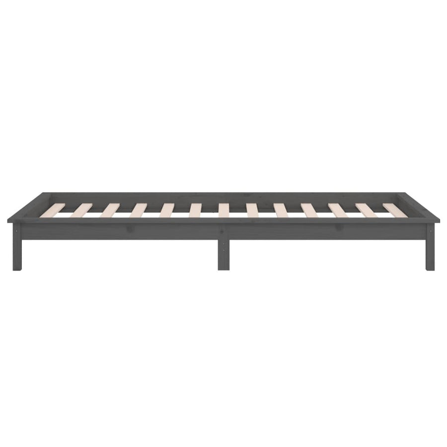 Bedframe Led Massief Hout Grijs 90X200 Cm