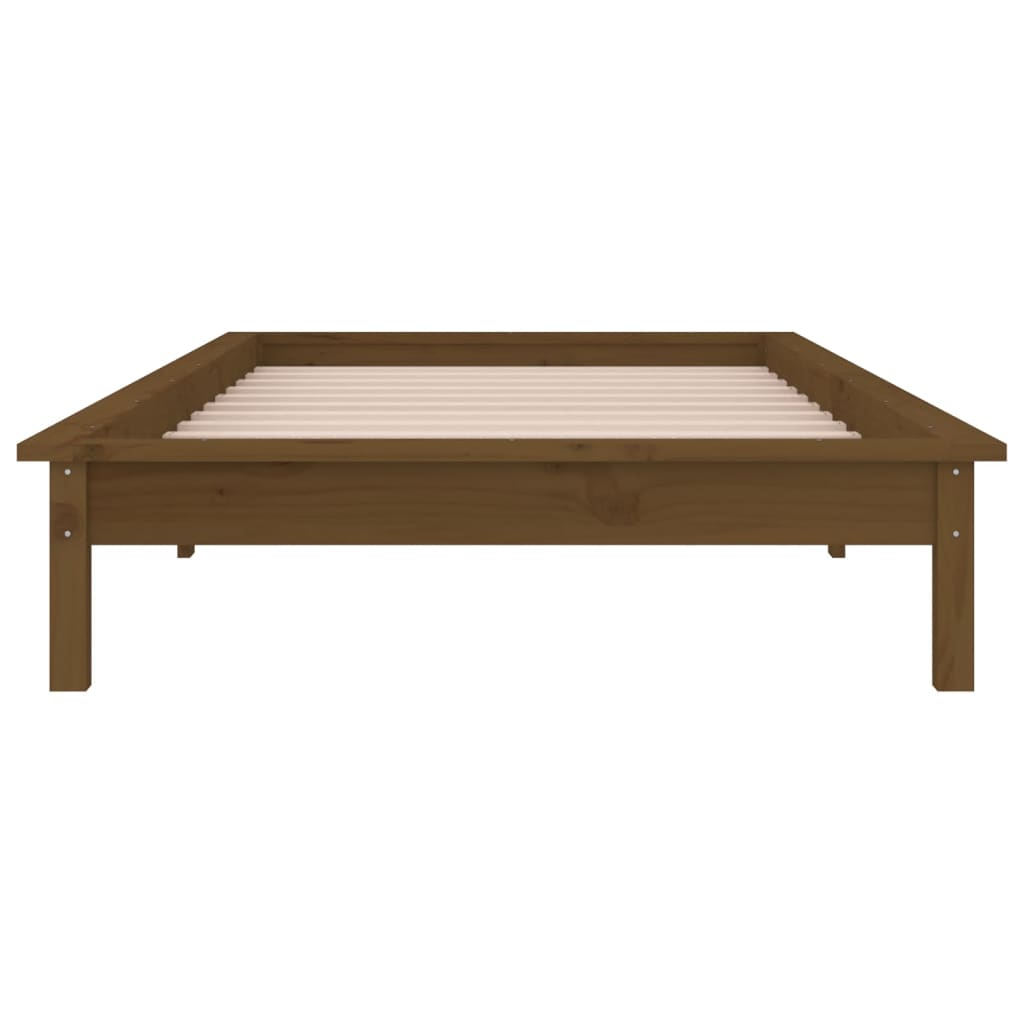 Bedframe Led Massief Hout Honingbruin 90X200 Cm