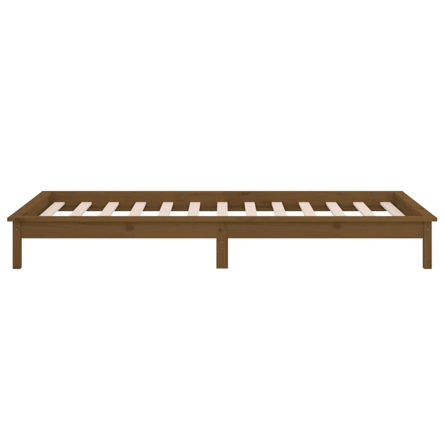 Bedframe Led Massief Hout Honingbruin 90X200 Cm