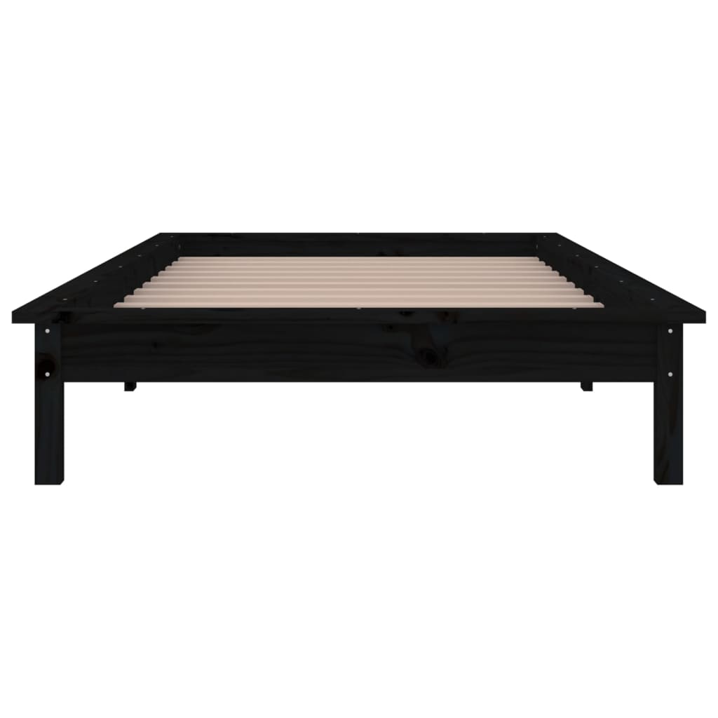 Bedframe Led Massief Hout Zwart 90X200 Cm