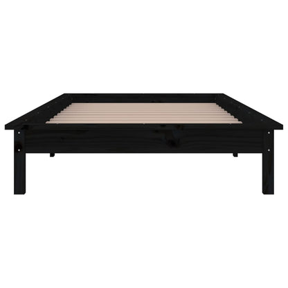 Bedframe Led Massief Hout Zwart 90X200 Cm