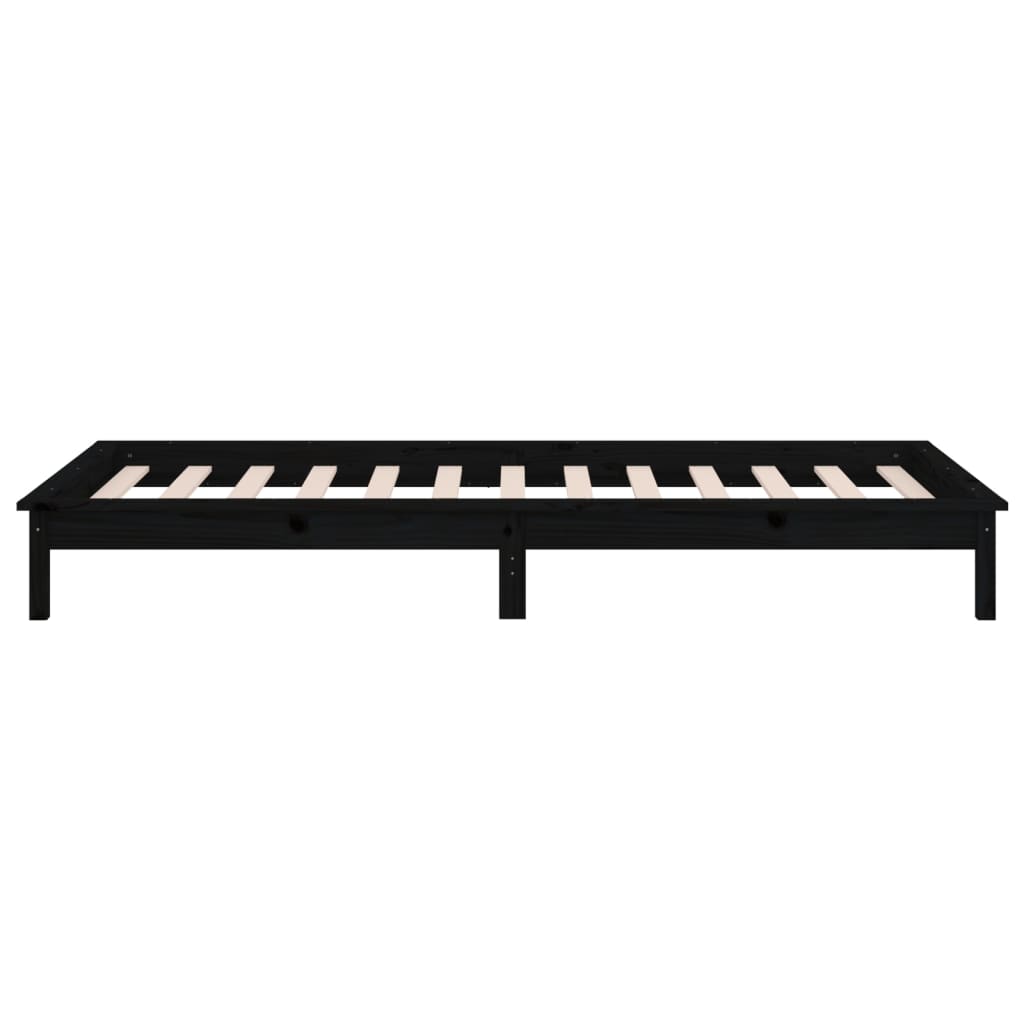 Bedframe Led Massief Hout Zwart 90X200 Cm
