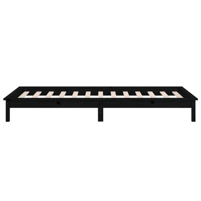 Bedframe Led Massief Hout Zwart 90X200 Cm