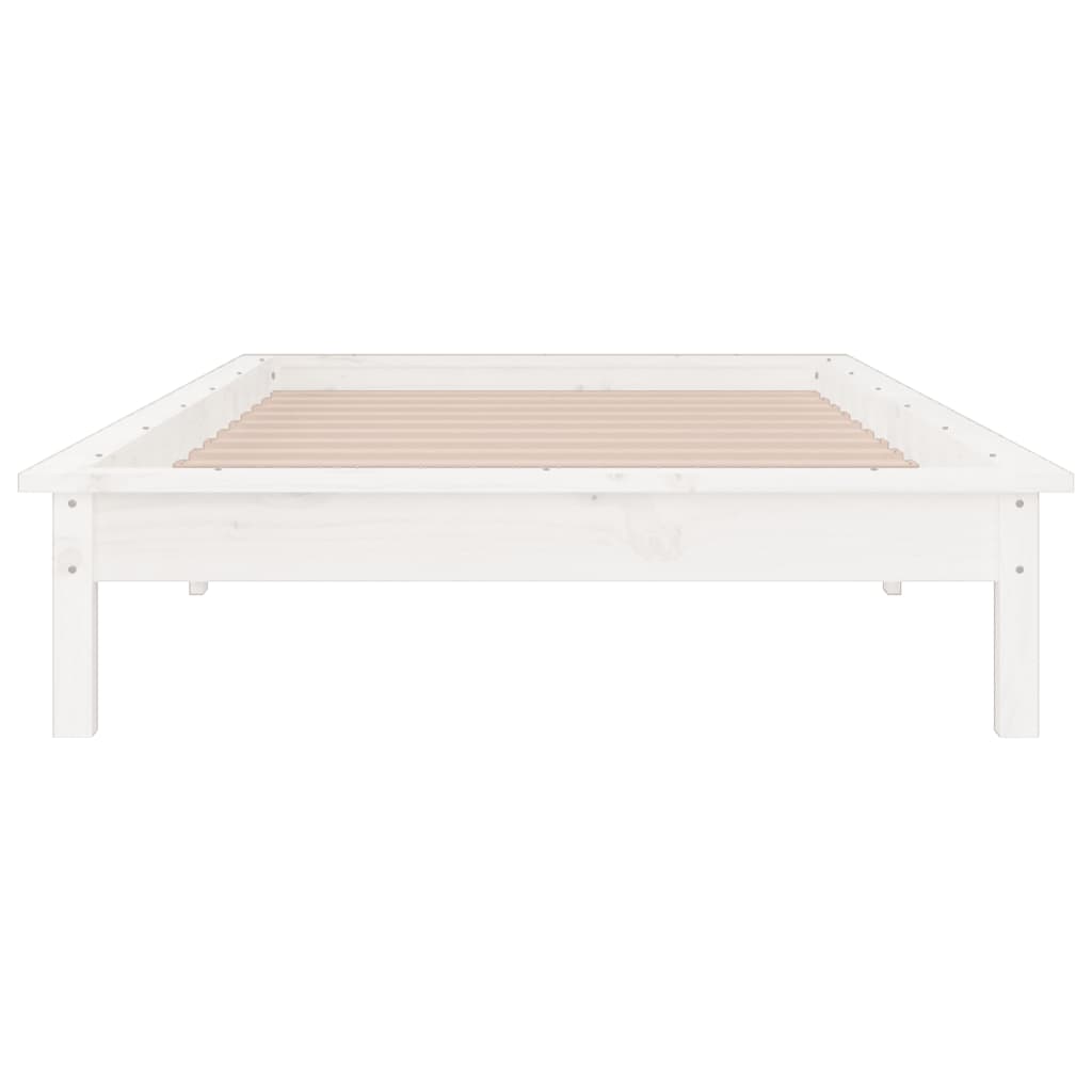Bedframe Led Massief Hout Wit 100X200 Cm