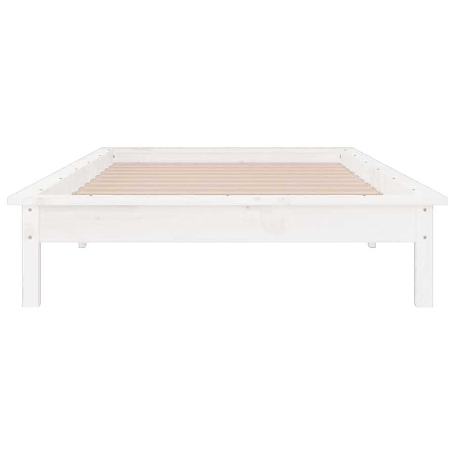 Bedframe Led Massief Hout Wit 100X200 Cm