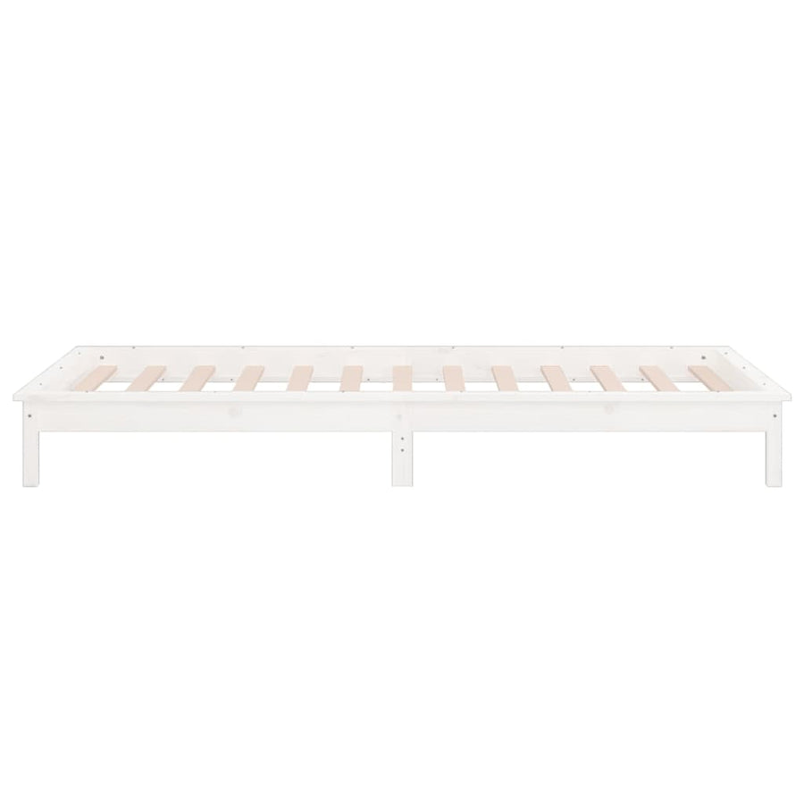 Bedframe Led Massief Hout Wit 100X200 Cm