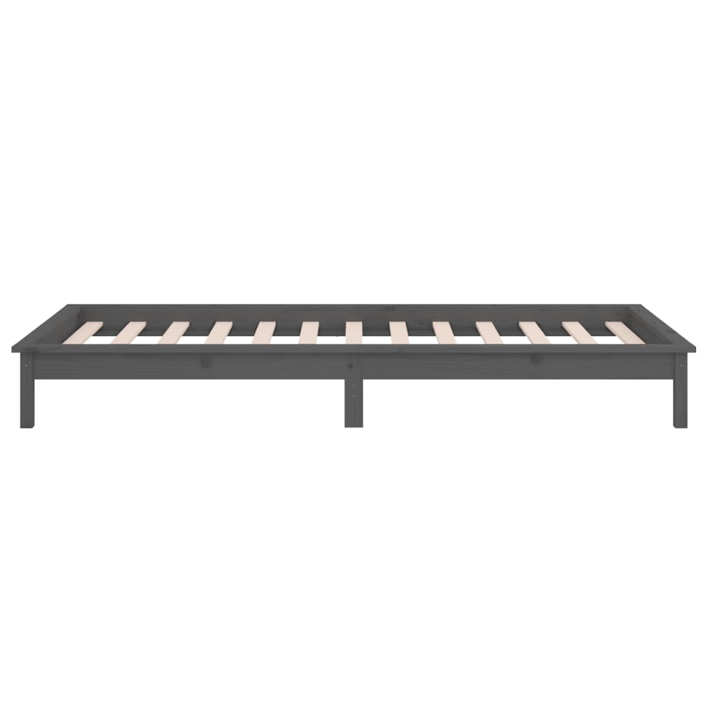 Bedframe Led Massief Hout Grijs 100X200 Cm