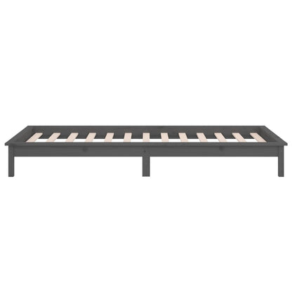 Bedframe Led Massief Hout Grijs 100X200 Cm