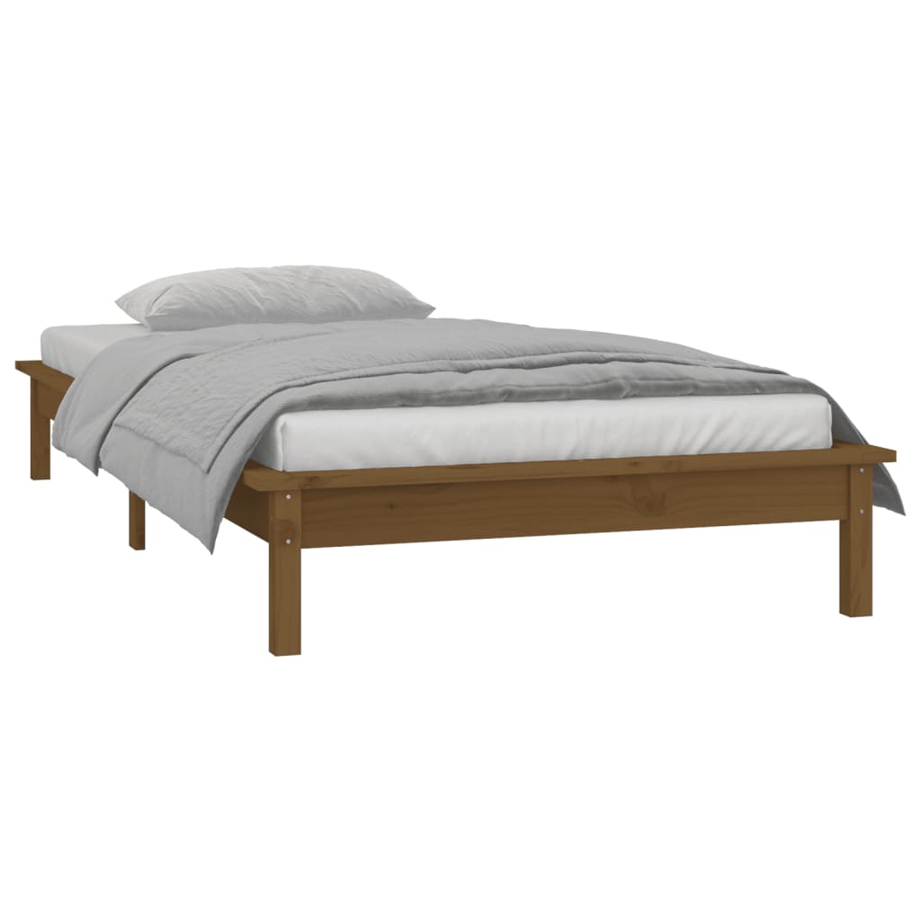 Bedframe Led Massief Hout Honingbruin 100X200 Cm