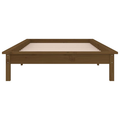 Bedframe Led Massief Hout Honingbruin 100X200 Cm