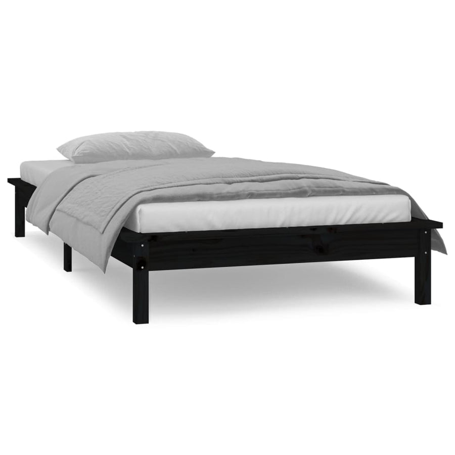 Bedframe Led Massief Hout Zwart 100X200 Cm