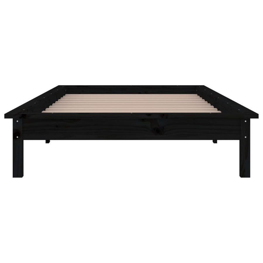 Bedframe Led Massief Hout Zwart 100X200 Cm