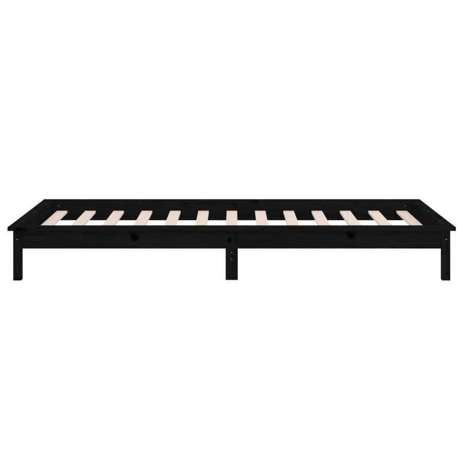 Bedframe Led Massief Hout Zwart 100X200 Cm
