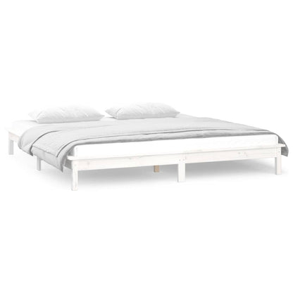 Bedframe Led Massief Hout Wit 120X200 Cm