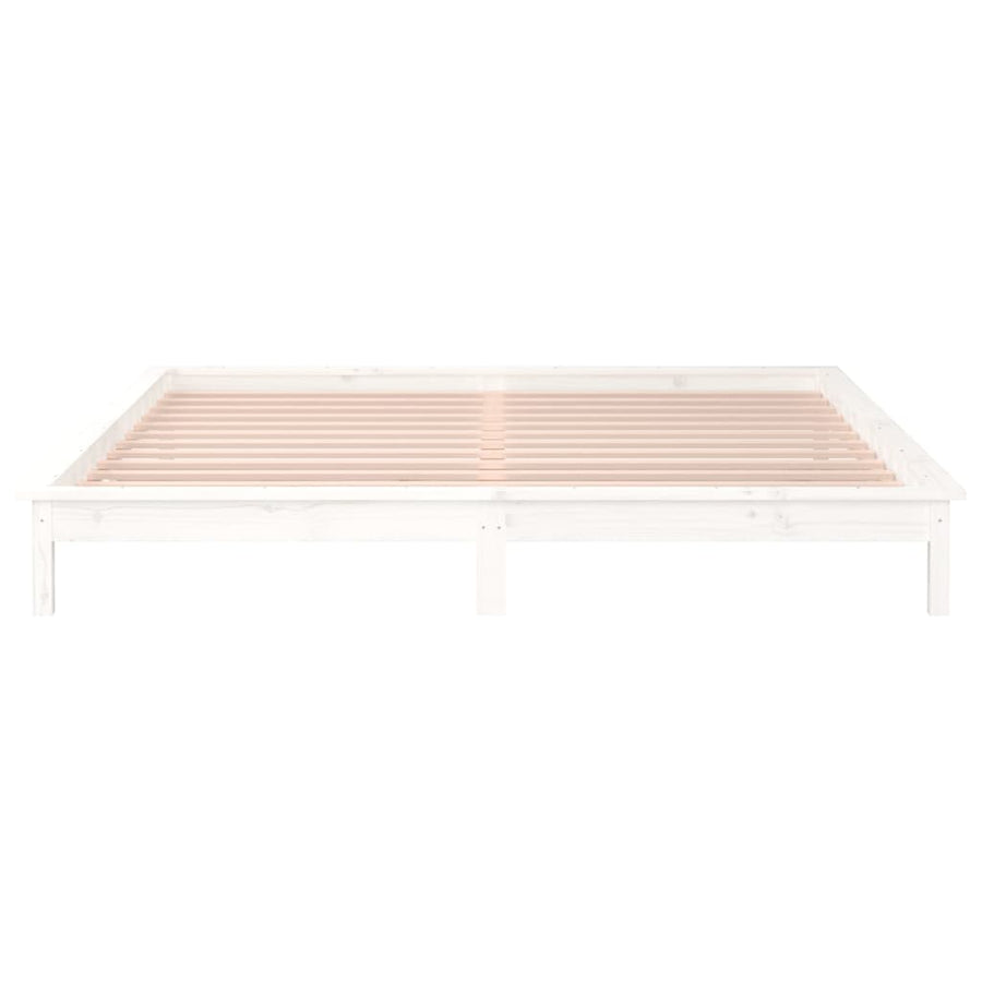 Bedframe Led Massief Hout Wit 120X200 Cm