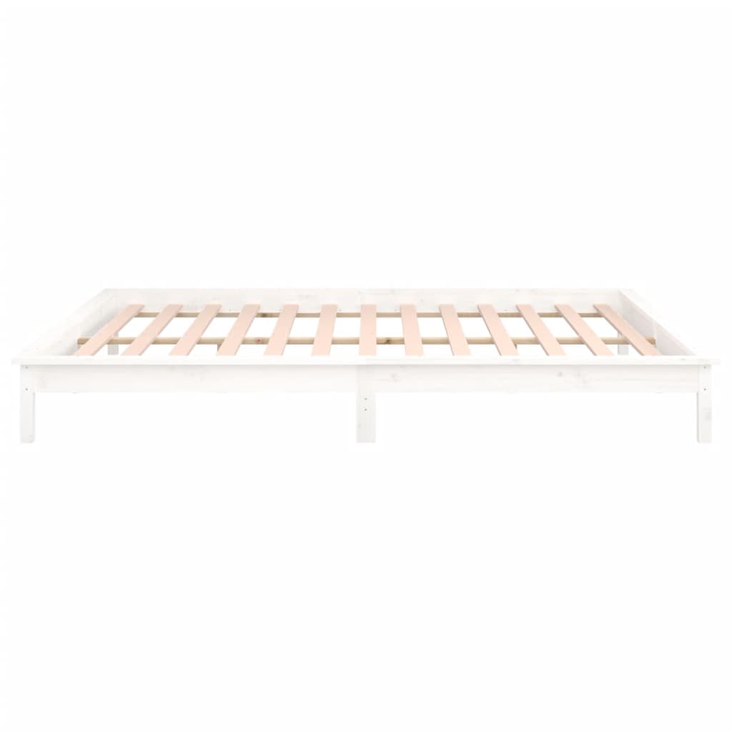Bedframe Led Massief Hout Wit 120X200 Cm